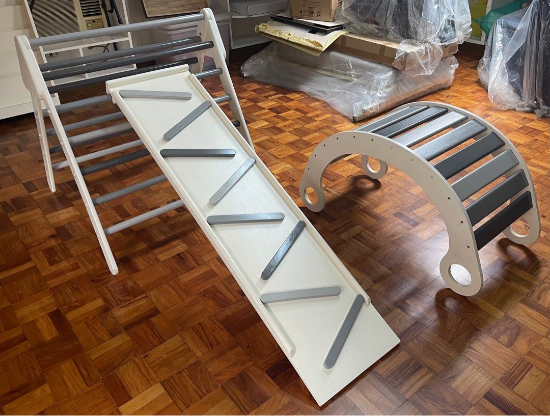 Pikler Triangle with Convertible Ramp plus Rocker, Babies & Kids, Baby ...