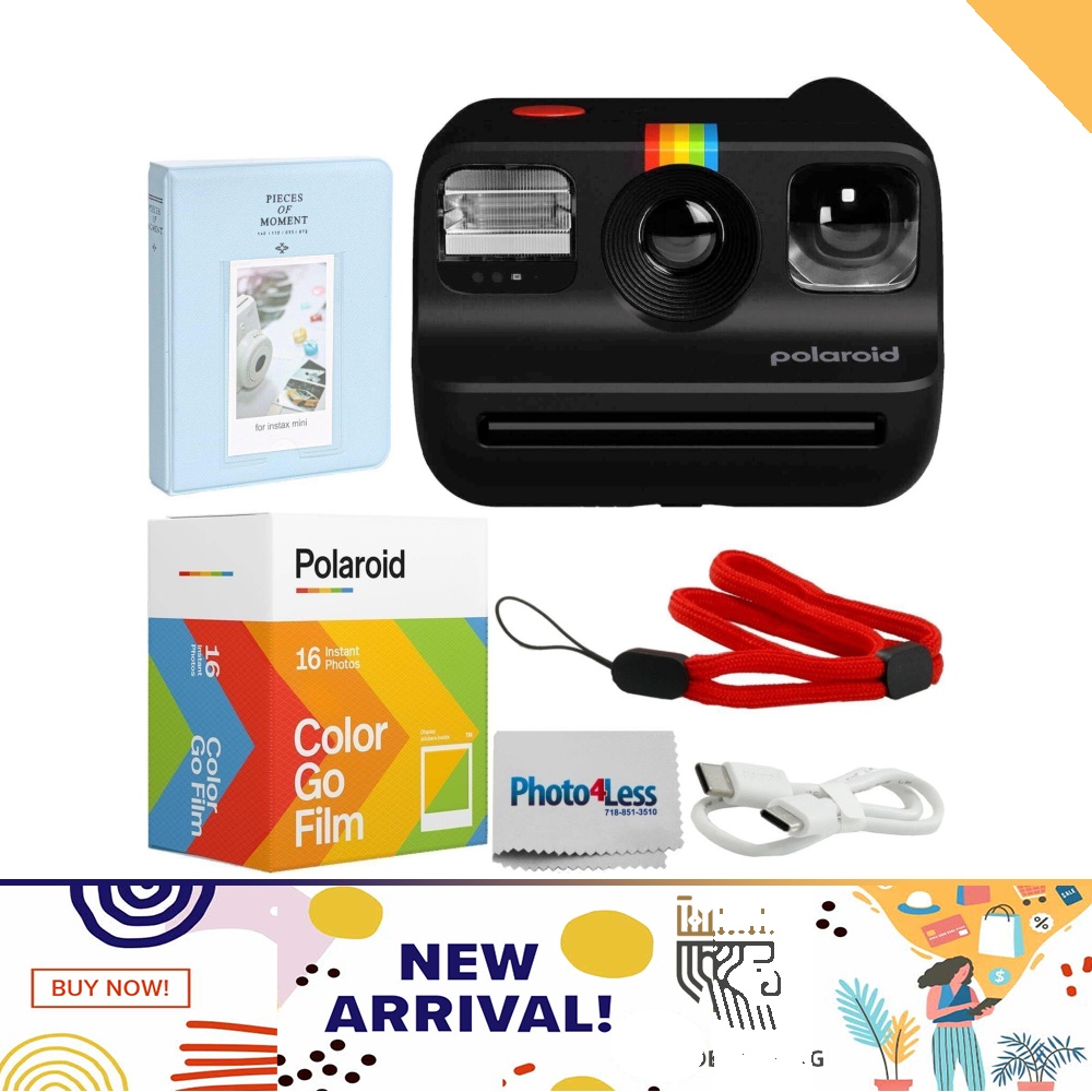 Polaroid GO Camera Bundle with GO Color Film Pack (5-Pack) and Accessory (7  Items)