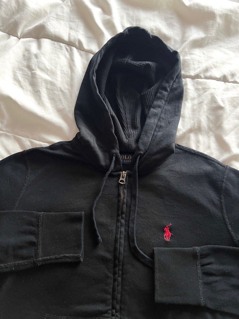 Ralph lauren hoodie deals black and red