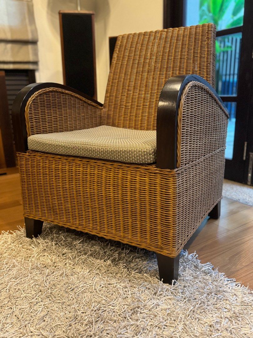 Rattan Armchair with seat cushions Furniture Home Living