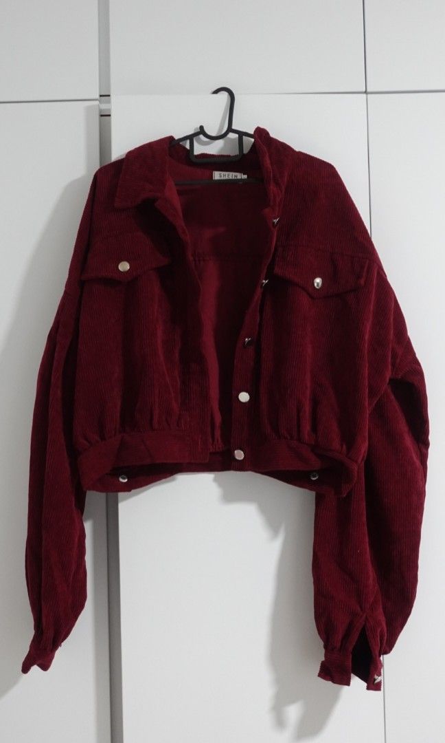 Red corduroy sale jacket outfit