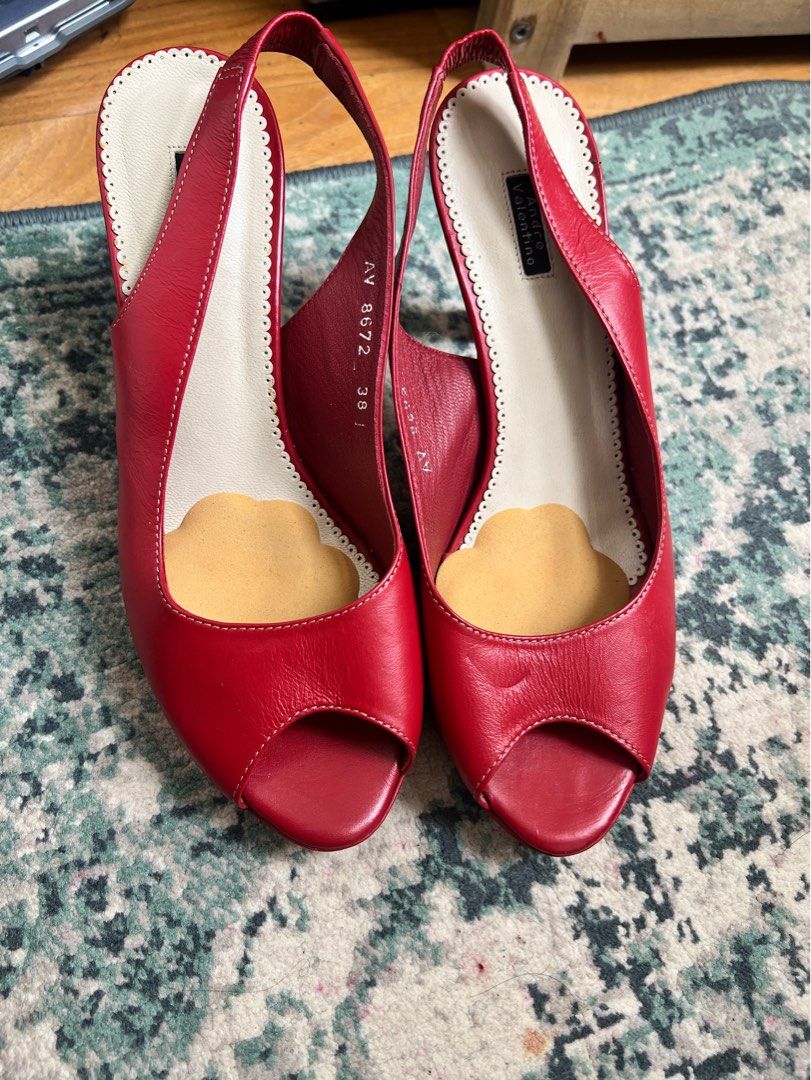 Red leather online high heels