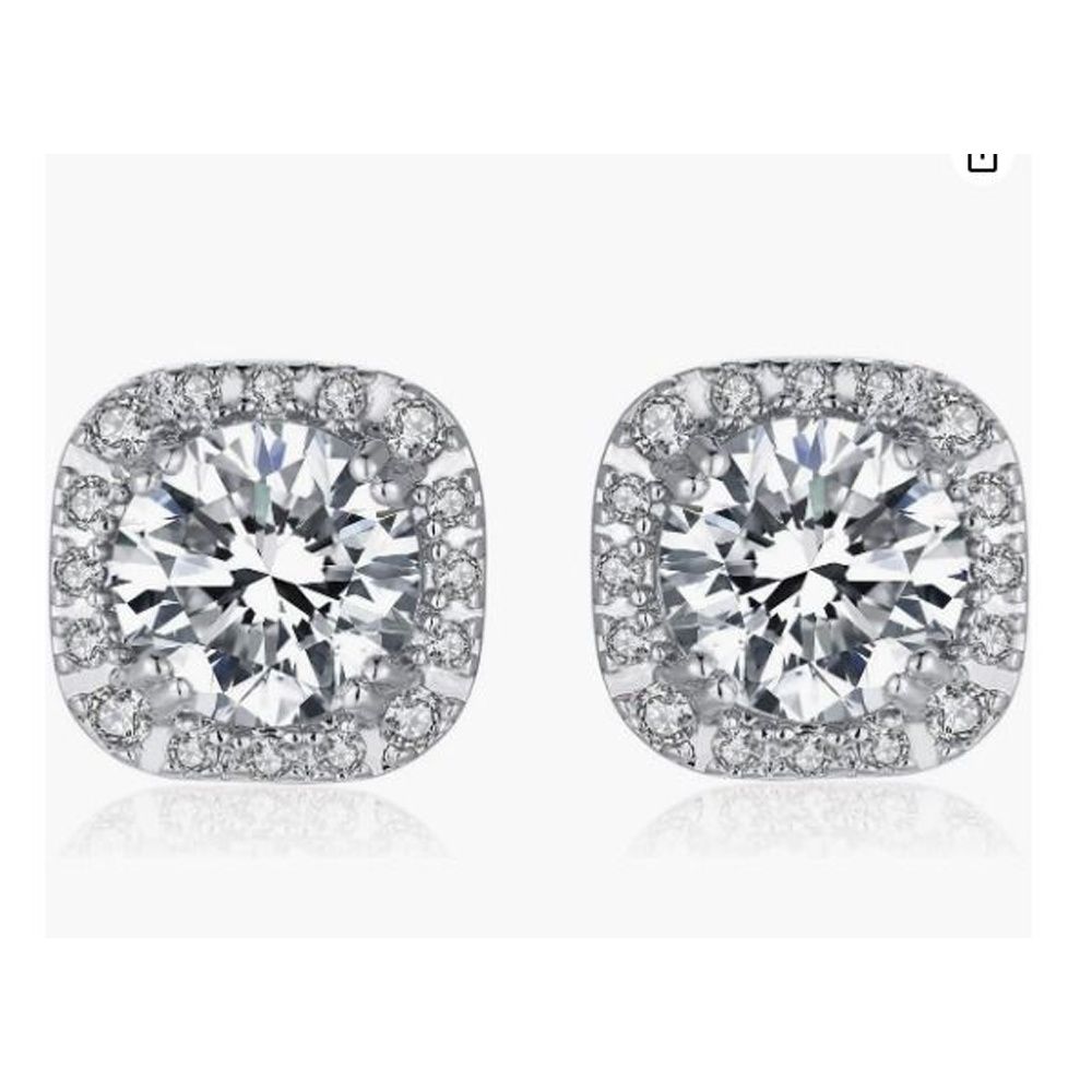 Cz halo deals stud earrings