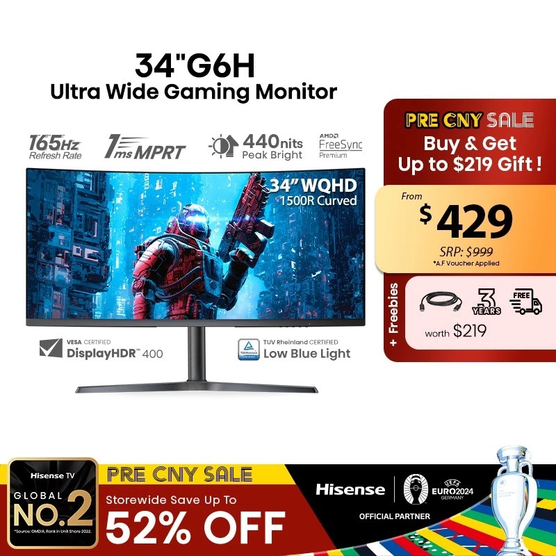 SALE! Hisense Curve Ultrawide Gaming Monitor G6H 34 inch | 165Hz ...
