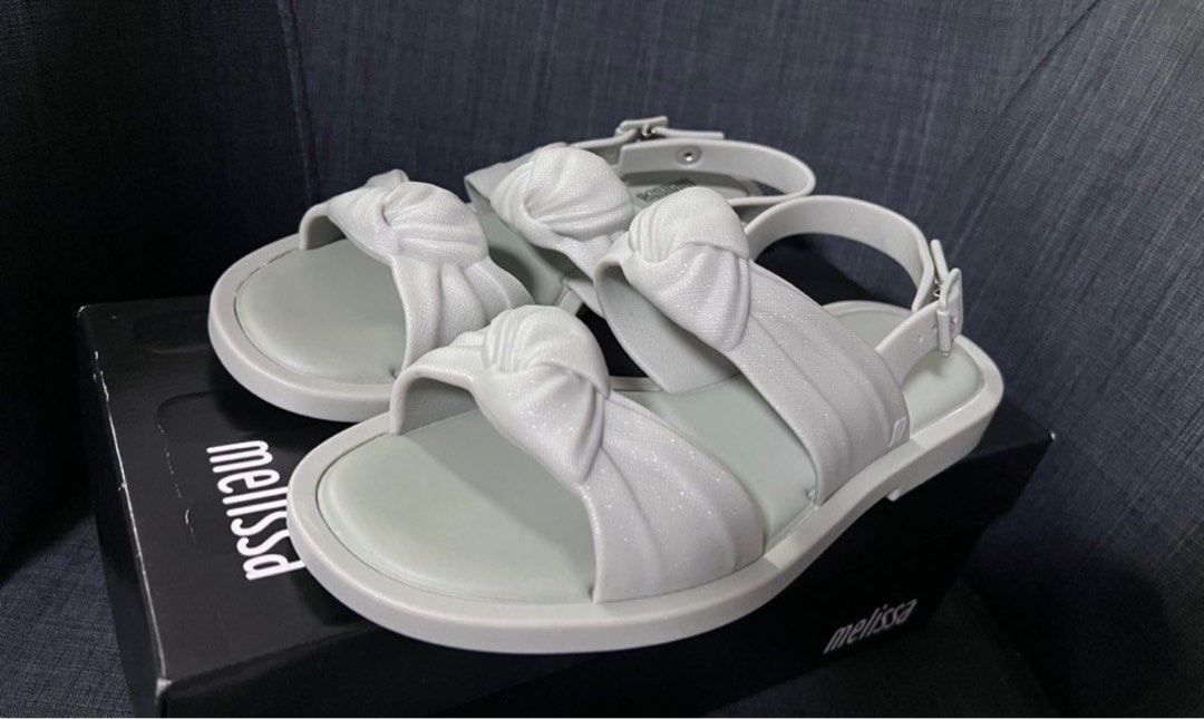 SALE MELISSA VELVET SANDALS IN MINT Women s Fashion Footwear Sandals on Carousell