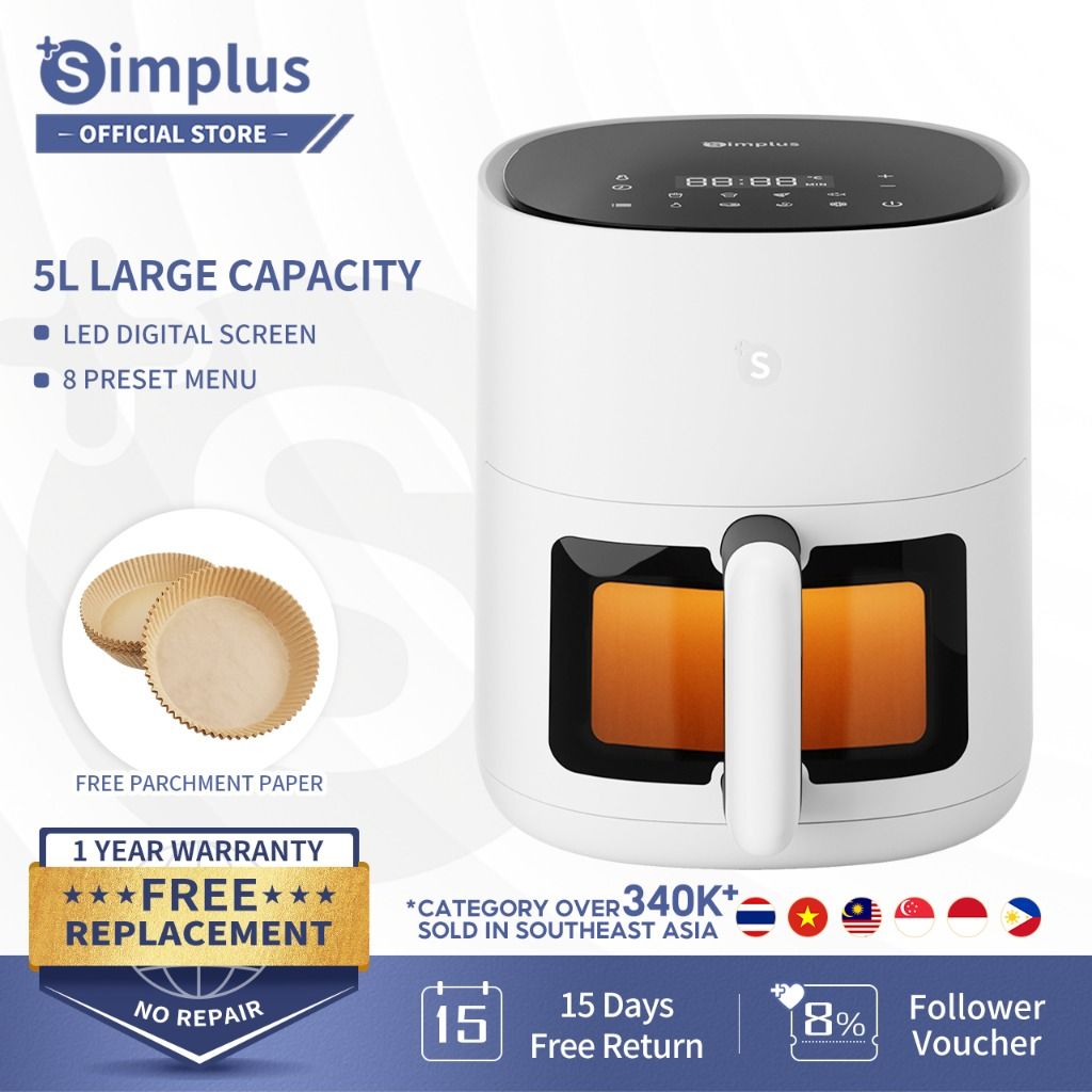 Simplus Air Fryer 5L/3.5L Digital Screen/Knob Control 1500W 60min/1300W ...