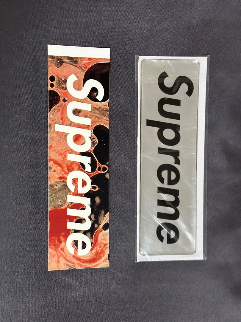Supreme Stickers (Category: Emblem, Sticker and Decals) located in Quezon City. Submitted by bashsigua (Listing ID 1279734559, Image 1). Description: Supreme Plastic BoGo (Silver) - 800 Supreme Blood and Semen - 1,000 Negotiable for as pack QC area or Batangas City area.