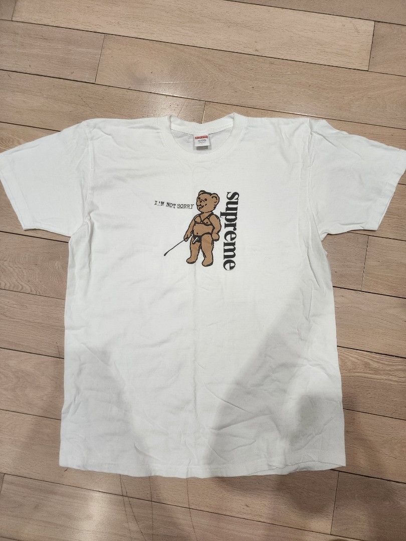 SUPREME white bear I'm Not Sorry tee t shirt L, 名牌, 服裝- Carousell