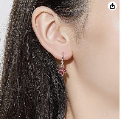 Three Leaf Dangle Drop Earrings Made With Swarovski Crystals Rose
