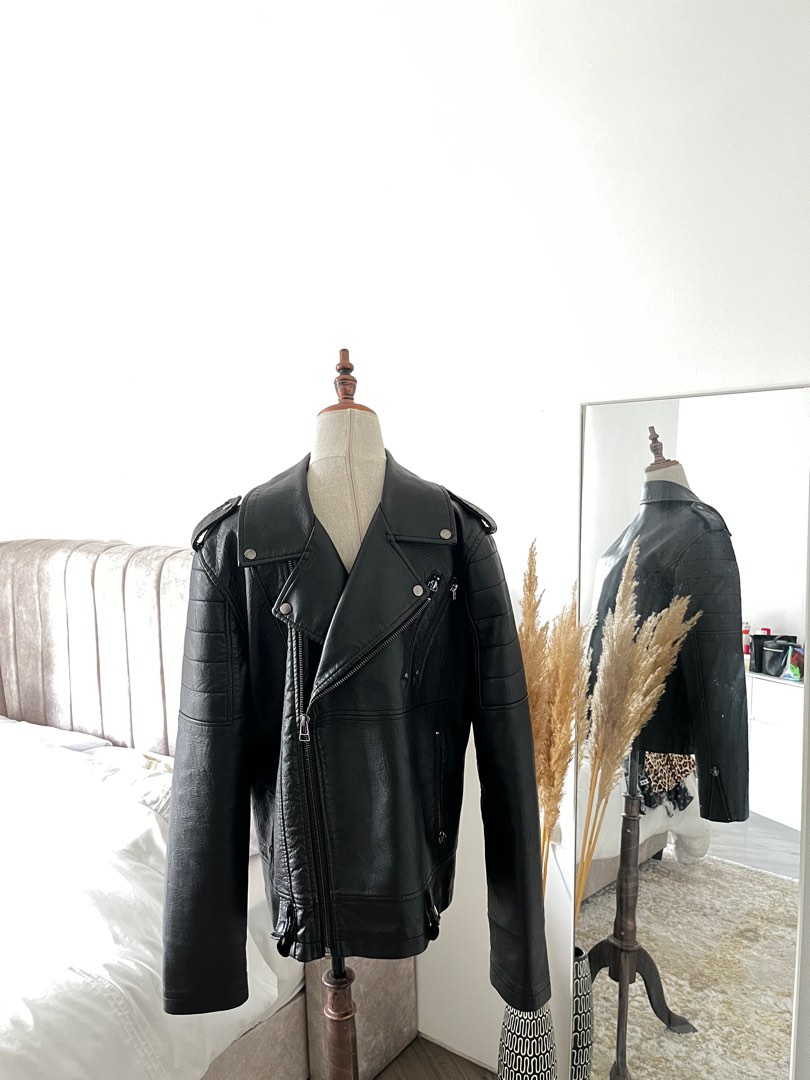 Topman leather jacket discount men
