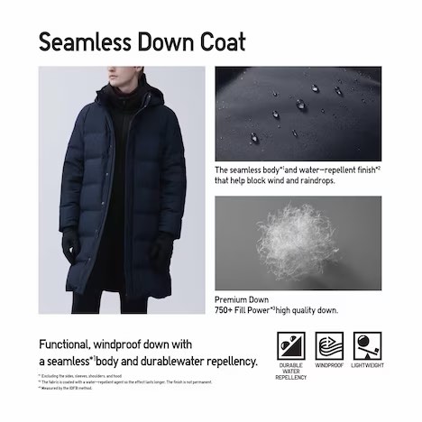 Men seamless on sale down coat