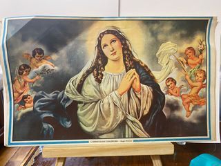 Vintage Antique Print Old Calendar photo of Virgin Mary Jesus - La Inmaculada Concepcion - Angel Aleman