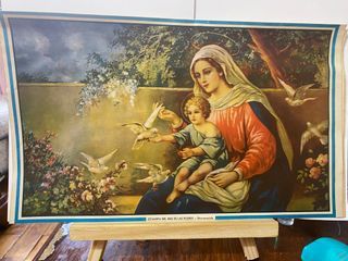 Vintage Antique Print Old Calendar photo of Virgin Mary Jesus - Estampa Del Mes De Las Flores - Desconocido