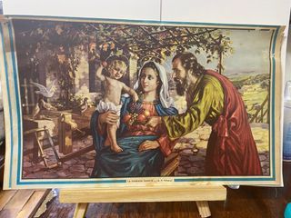 Vintage Antique Print Old Calendar photo of Virgin Mary Jesus Christ - Mary Joseph Jesus - La Sagrada Familia - A.P. Villano