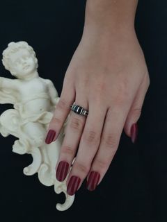 Vintage art deco silver and onyx ring