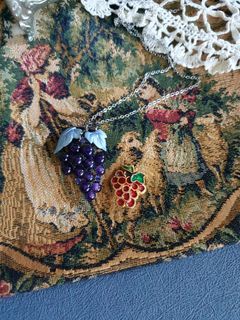 Vintage VB grape cluster pendant and brooch set