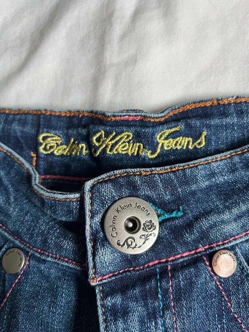 Calvin klein denim capris sale