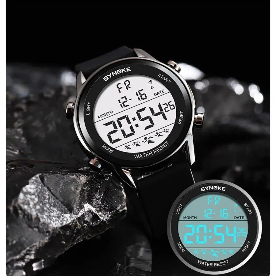 Watch A11 SYNOKE Men Large Screen Display Outdoor LED Digital Luminous Fashion Silicon Sport Multi Function Waterproof Shock Resistant Watches Clock