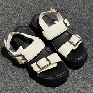 White & Black 5CM Height Sandal Wedges