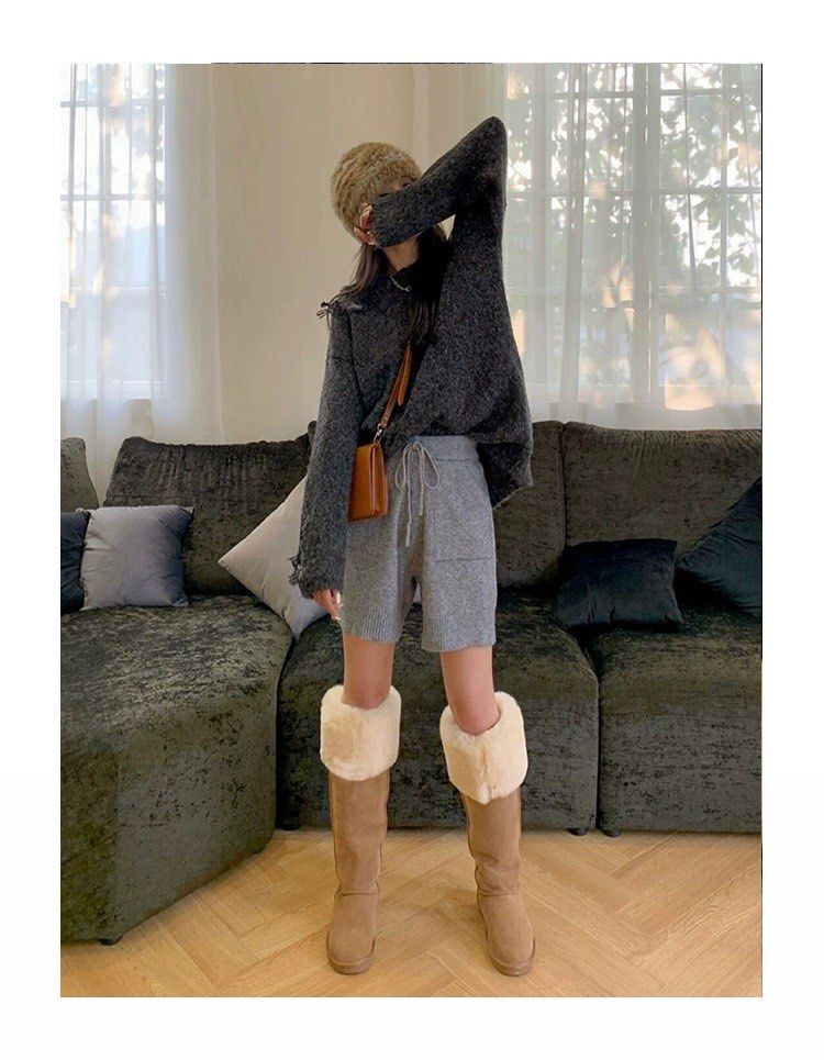 Furry discount knee boots