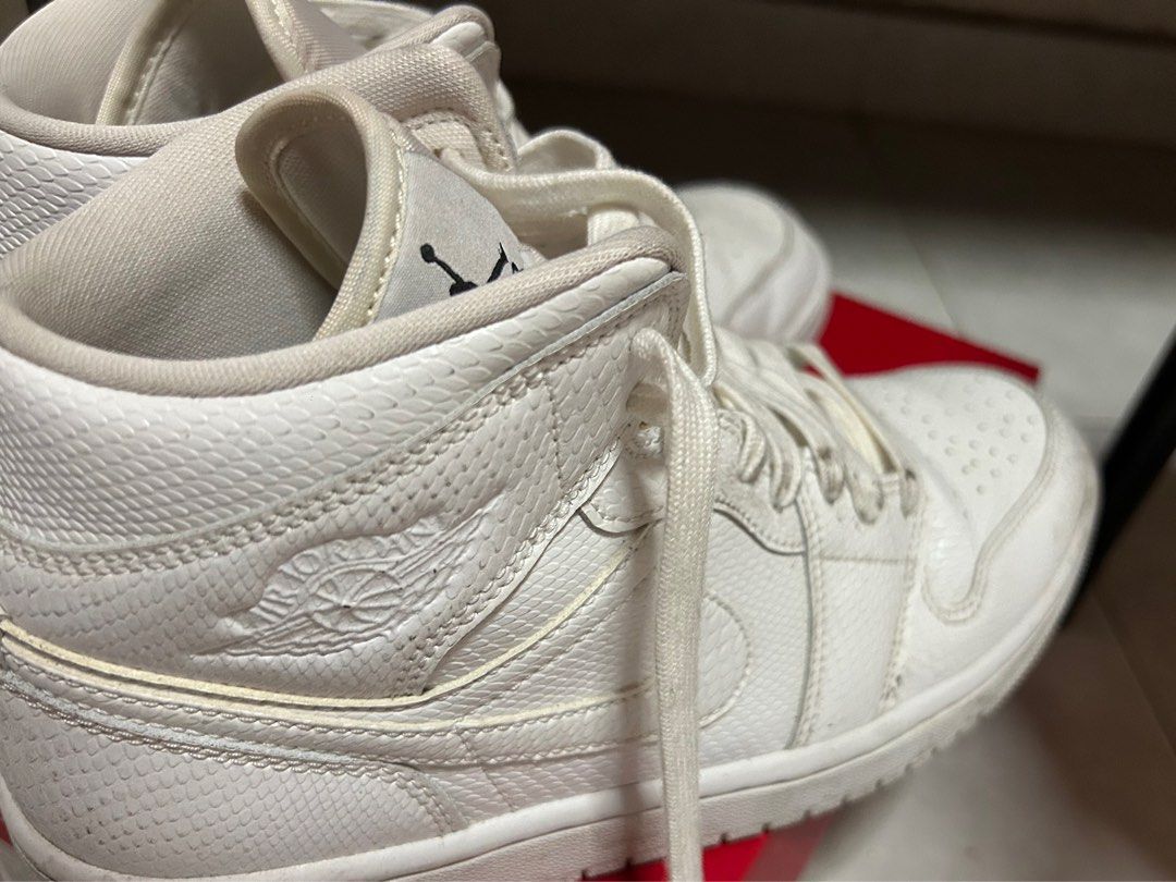 White cheap snakeskin jordans