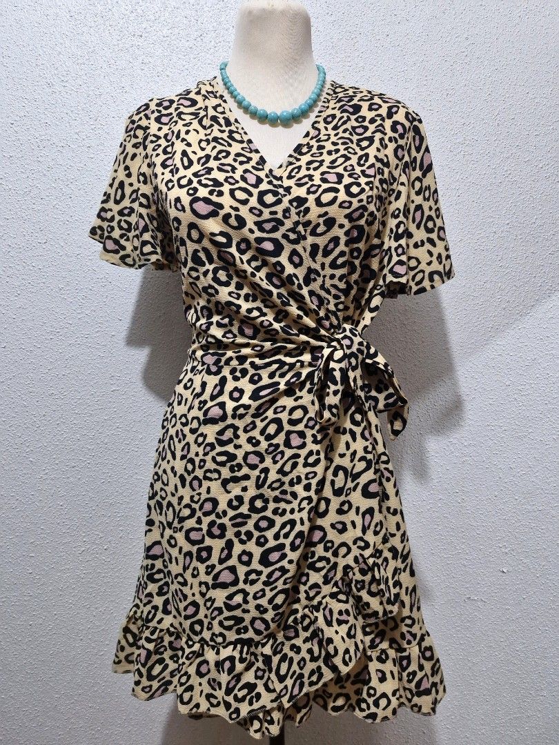 Tesco leopard print wrap dress cheap