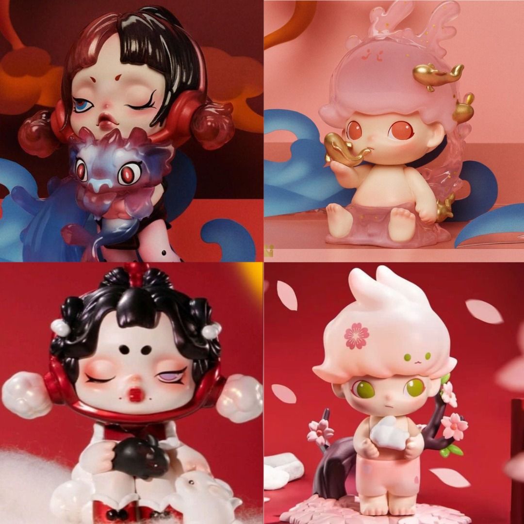 WTS brand New [set of 4] Skullpanda and Dimoo 321 year of rabbit and loong  popmart