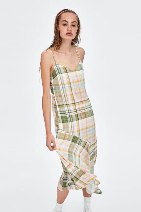 Zara check camisole dress cheap