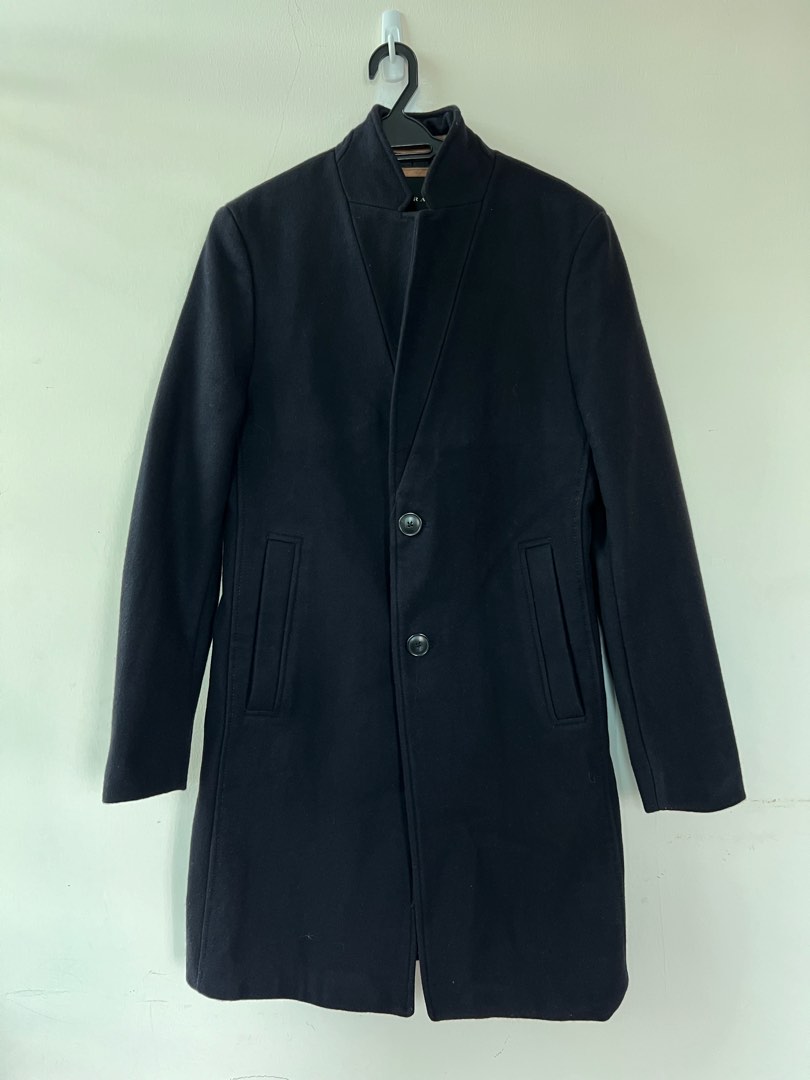 Zara black coat 2024 men