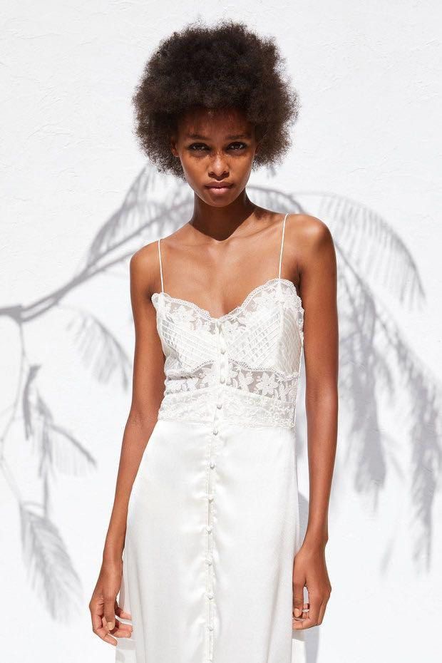 Zara white 2025 satin camisole dress
