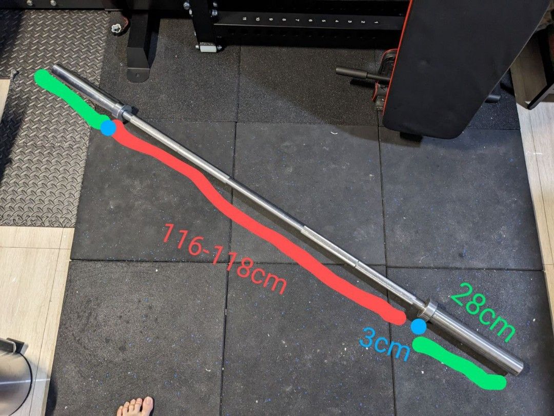 1.8m olympic barbell shorter grip length longer sleeves, Sports