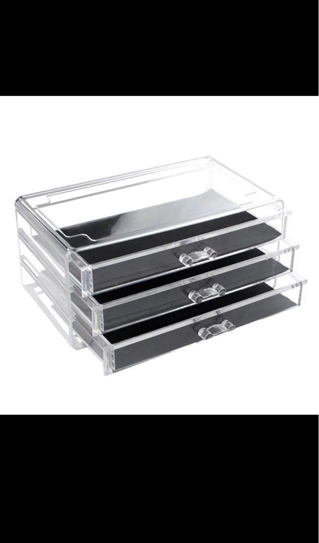 2x Beauty Makeup & Vanity Organizer (Category: Storage Boxes & Baskets) located in Quezon City. Submitted by banannananas (Listing ID 1279839218, Image 1). Description: 2x Stackable Thick Type 3 Drawer Multifunction Perfect for jewelry Moving out, so sadly have to let go of this 200 each 2 for 350 php .