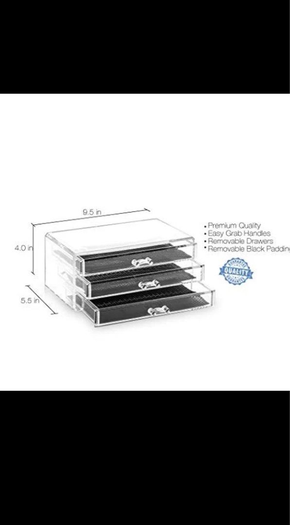 2x Beauty Makeup & Vanity Organizer (Category: Storage Boxes & Baskets) located in Quezon City. Submitted by banannananas (Listing ID 1279839218, Image 2). Description: 2x Stackable Thick Type 3 Drawer Multifunction Perfect for jewelry Moving out, so sadly have to let go of this 200 each 2 for 350 php .