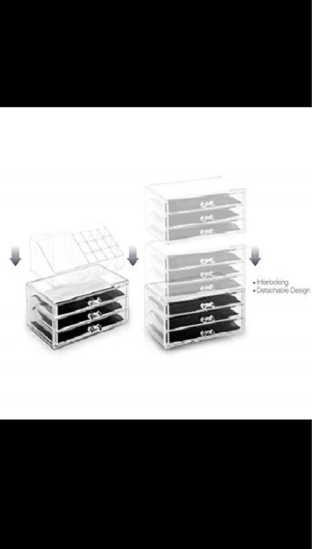 2x Beauty Makeup & Vanity Organizer (Category: Storage Boxes & Baskets) located in Quezon City. Submitted by banannananas (Listing ID 1279839218, Image 3). Description: 2x Stackable Thick Type 3 Drawer Multifunction Perfect for jewelry Moving out, so sadly have to let go of this 200 each 2 for 350 php .