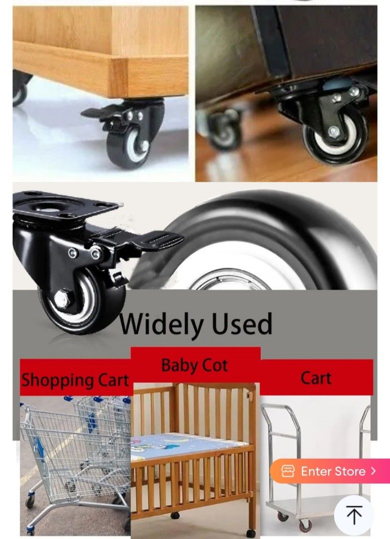 4pcs wheels for cot (with lock), Babies & Kids, Baby Nursery & Kids Furniture, Cots & Cribs on
