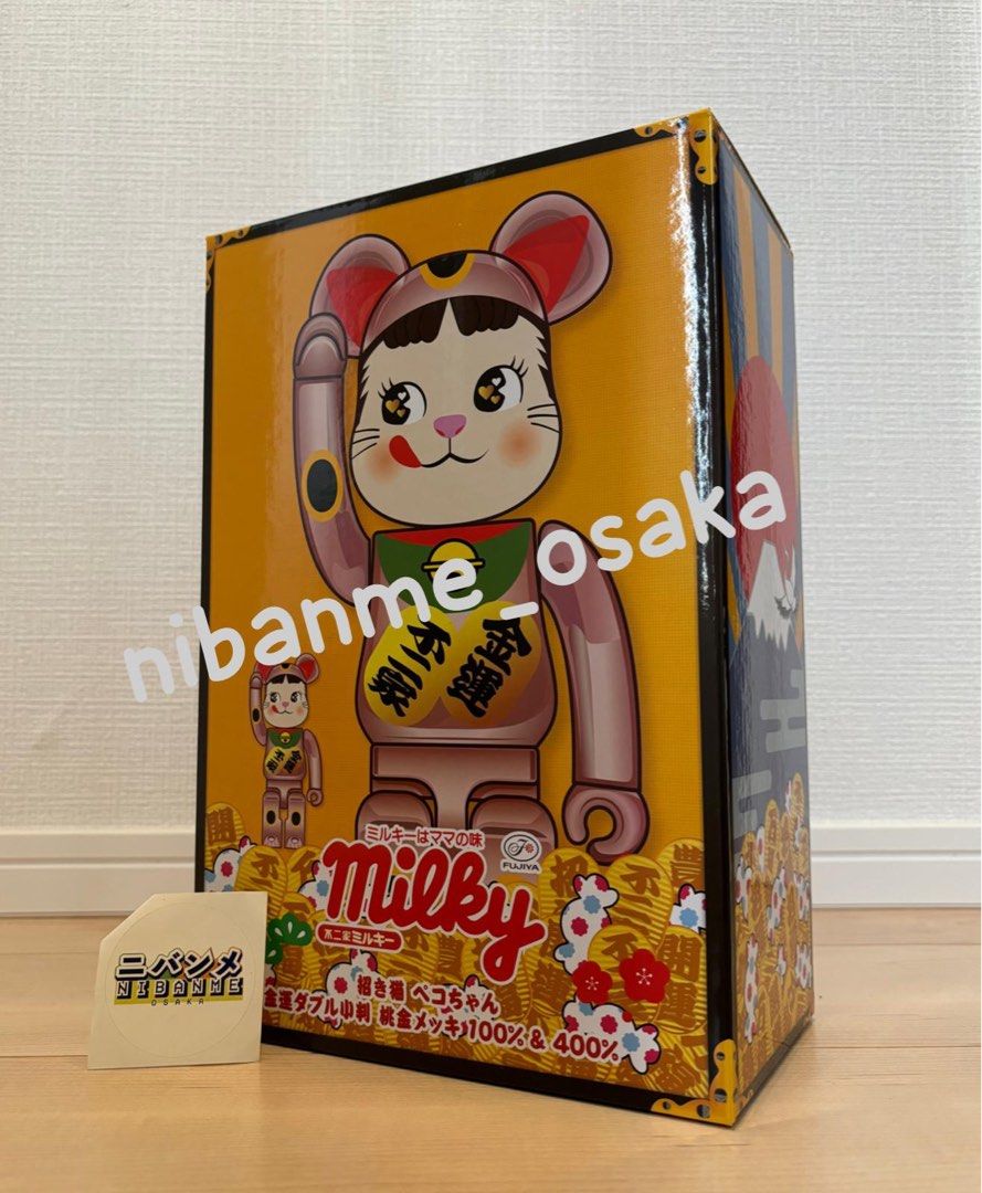 招き猫 BE@RBRICK 桃金メッキ100％ - BE@RBRICK 招き猫 ペコちゃん 桃