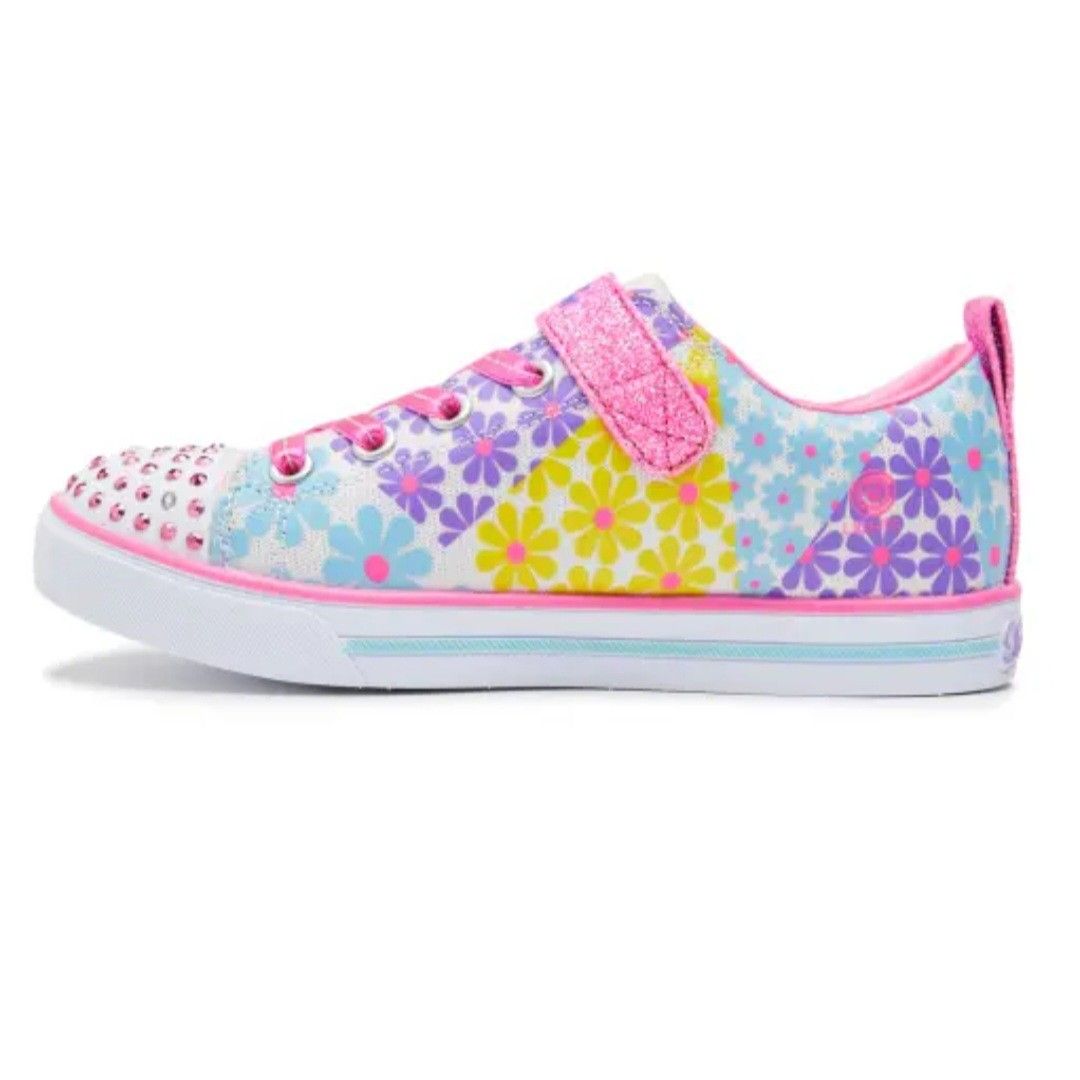 Skechers Sparklelite Super Blooms White Flowers Light Up Girls Sneakers US size 3