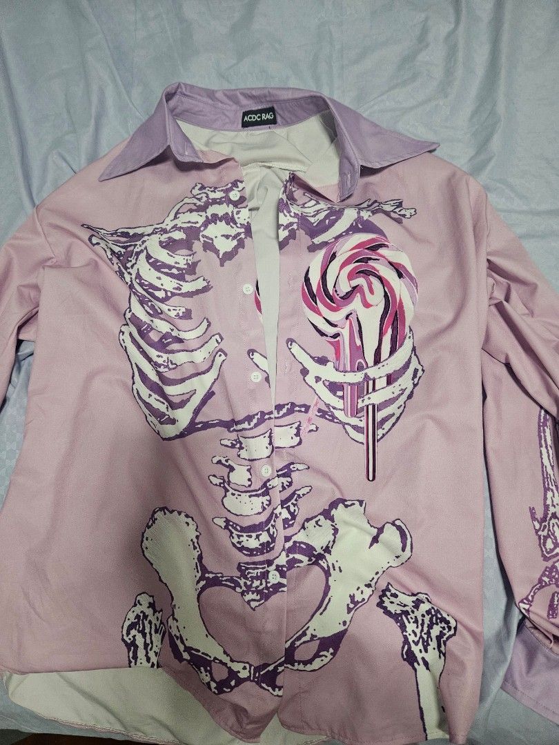 ACDC RAG lollipop skeleton shirt, Women's Fashion, Tops, Shirts on ...