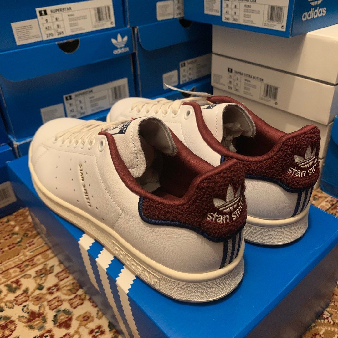 Stan smith white burgundy discount