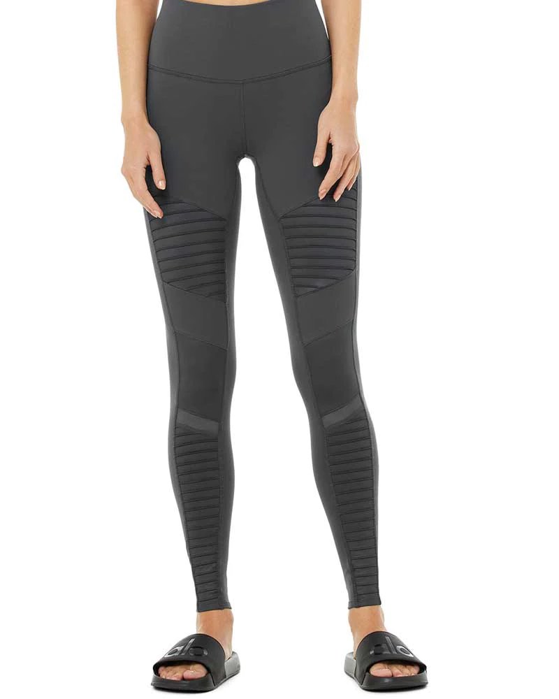 Alo yoga moto leggings XXS grey blue, 女裝, 運動服裝- Carousell