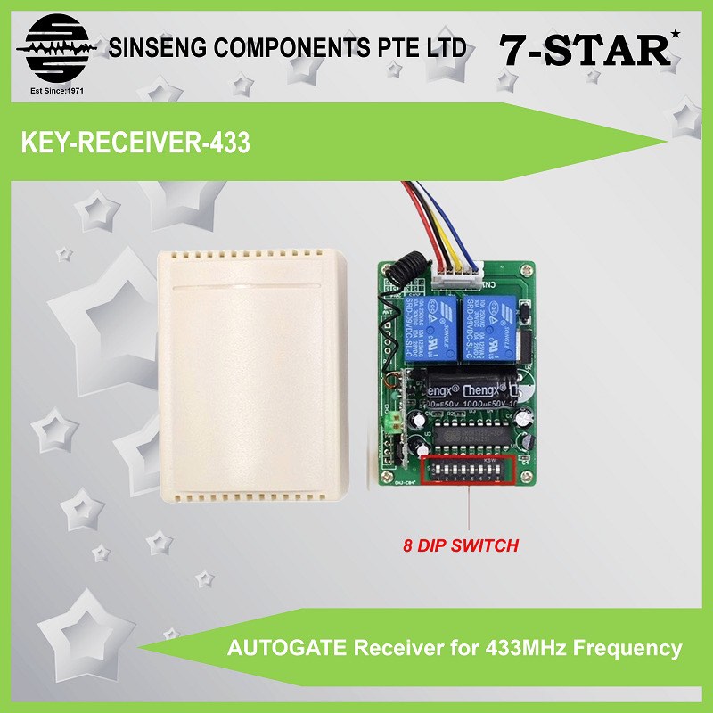 433mhz Receiver Module Gate AUTOGATE Receiver for Auto Gate / Barrier 433MHz Frequency 8 DIP Switch ...