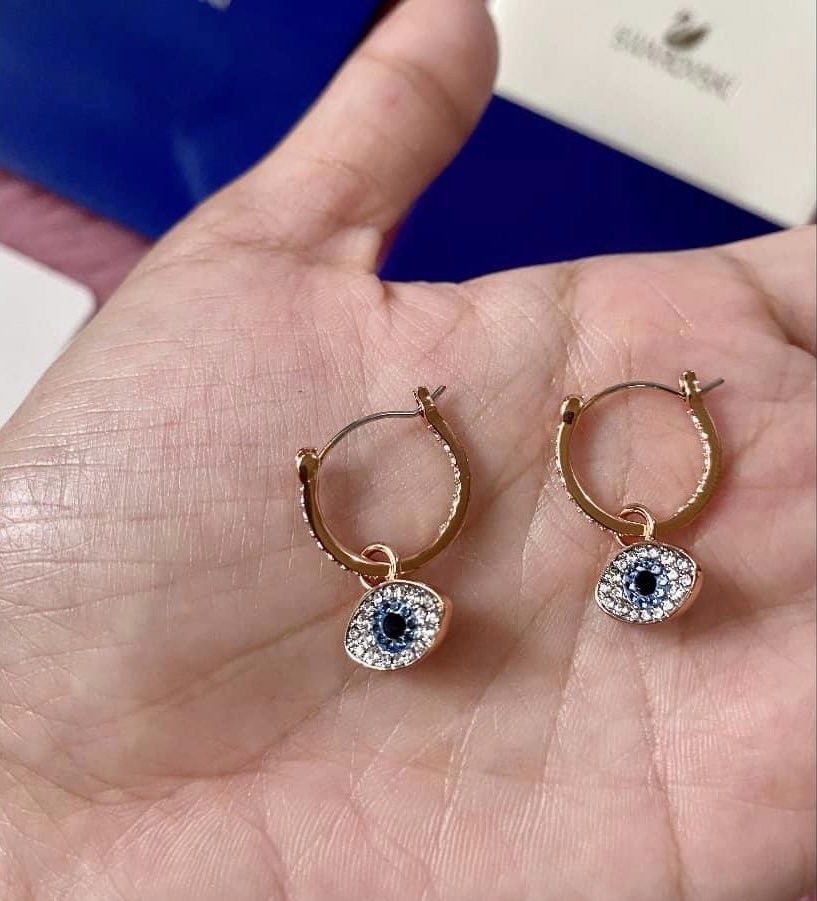 Swarovski evil hot sale eye hoop earrings