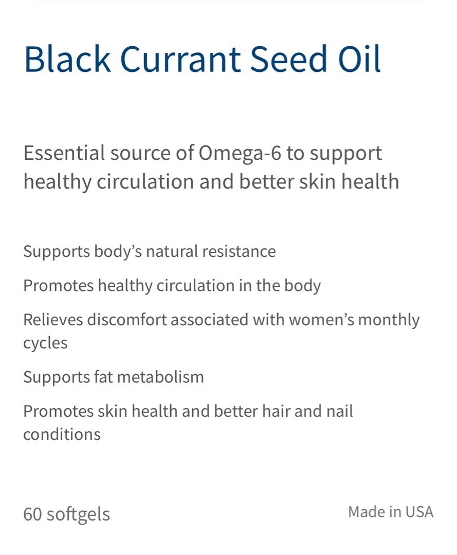 Black Currant Seed Oil AVANCE Drs Dr Secret, Health & Nutrition, Health Supplements