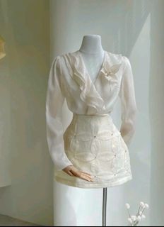 Blouse & Mini A-line Skirt Set