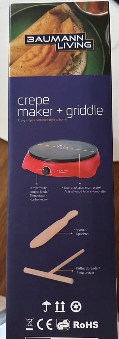BNEW Baumann Living crepe maker + griddle (Category: Cookware & Accessories) located in Manila. Submitted by pepperypop (Listing ID 1279850973, Image 2). Description: RFS: decluttering.