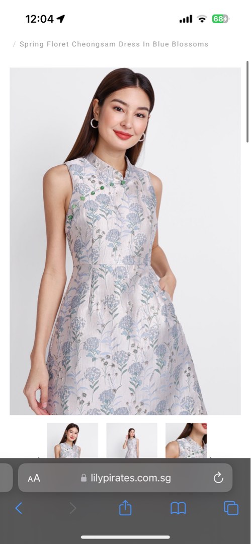 BNWT Lilypirates Spring Floret Cheongsam Dress In Blue Blossoms