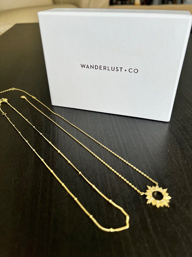 Wanderlust + Co Sunseeker Gold Necklace - 14K Gold Plated Sunburst Pendant With Crystals