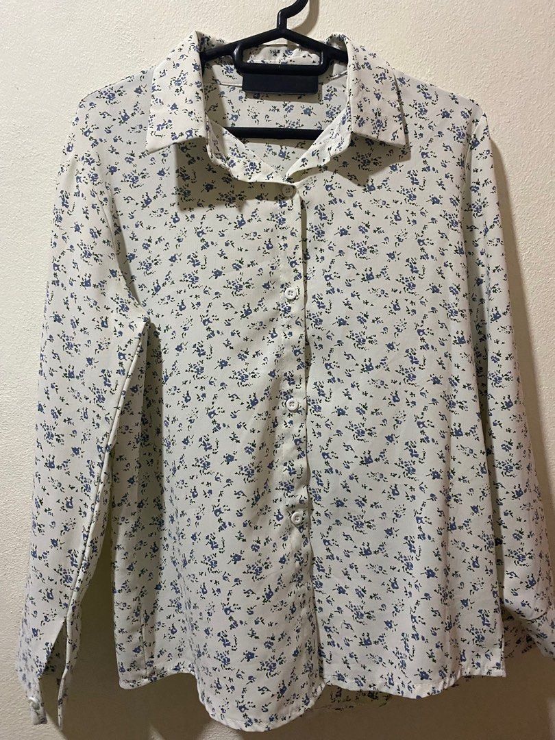 White chiffon flowy sale blouse
