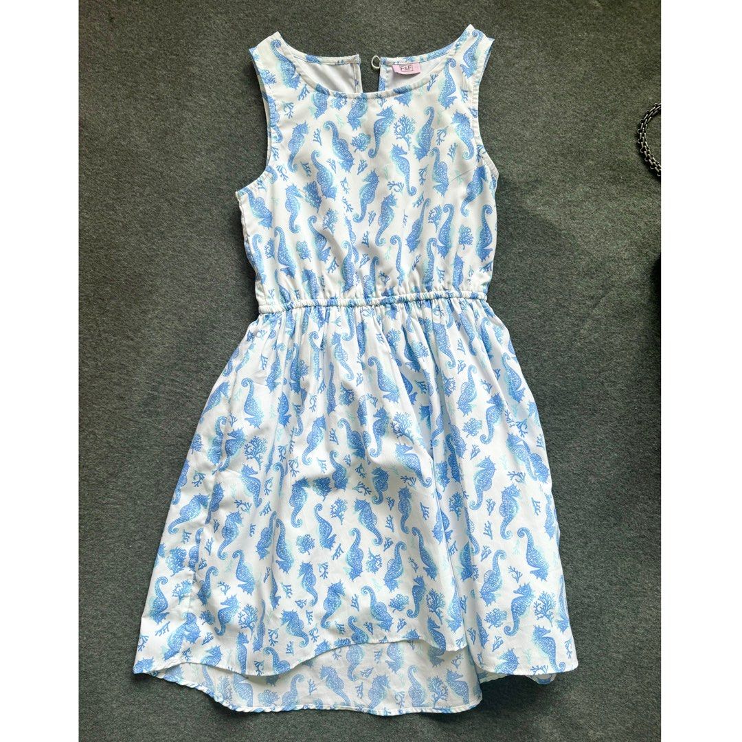 Girls blue and white dress hot sale