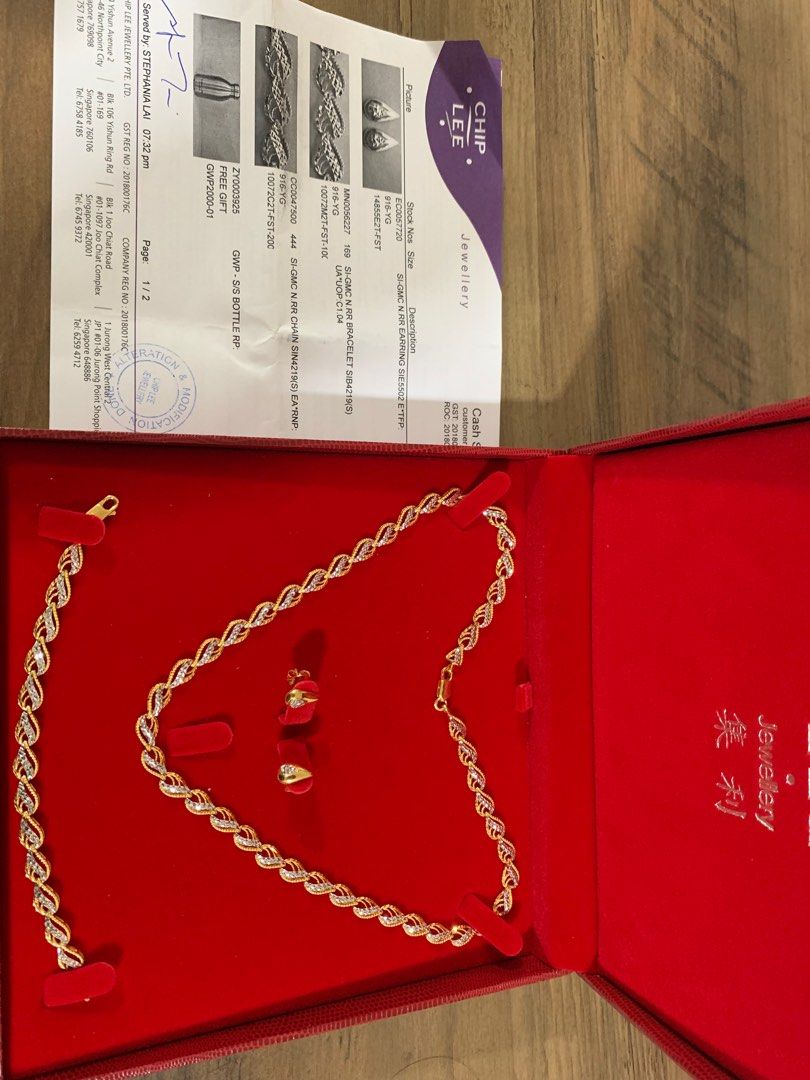 Chip Lee 916 jewellery set earrings 2.39g bracelet 8.29g
